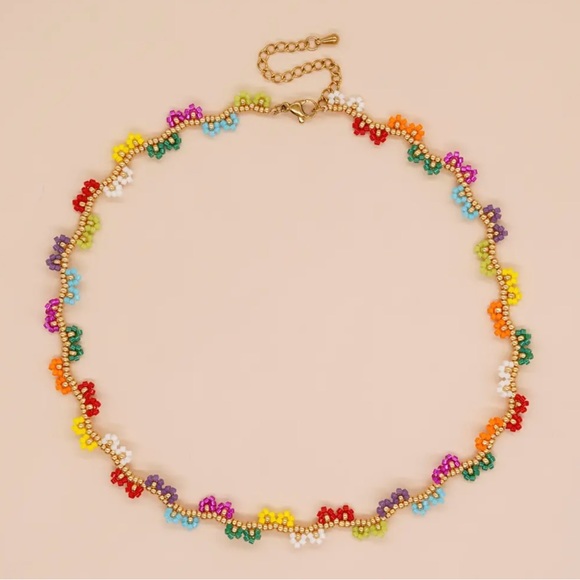 NWT Philos New York Handmade Colorful Daisy Flower Bead Necklace - Picture 7 of 10